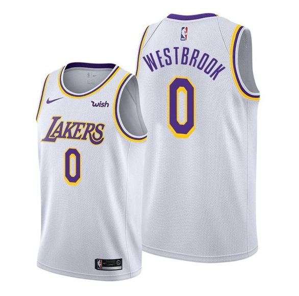 Men's White Los Angeles Lakers #0 Russell Westbrook Stitched Basketball Jersey